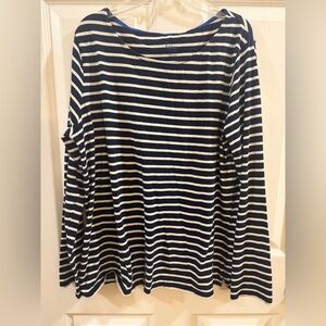 Boden Navy and White Striped Long-Sleeve Tee